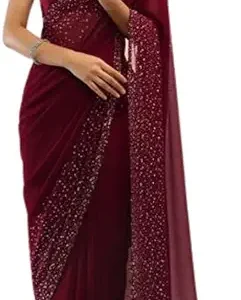 Georgette Saree with Banglory Silk Blouse & Stunning Crystal