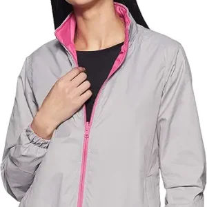 Women's Polyester Regular Fit Light Weight Windcheater Reversible