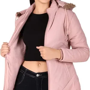 Girls and Women's Puffer Regular Fit Bomber Jacket For Winter