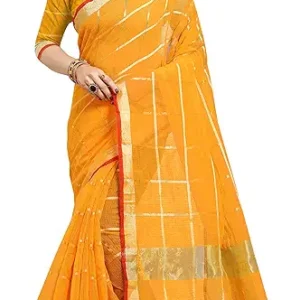 Women's Kota Doria Pure Cotton Saree With Unstiched Blouse Piece