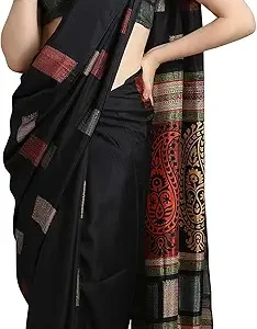 Women's Silk Blend Printed Saree With Blouse Piece